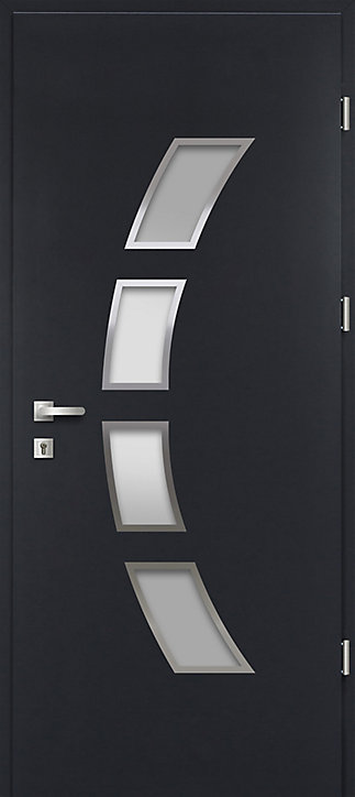 Porte d'entrée FORTIA acier gris RAL 7016 Valtos 96 x h.218 cm poussant gauche