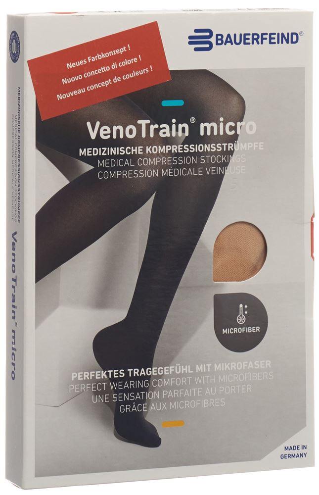 Bauerfeind VenoTrain Micro KKL2 AD<br>1 Paar, M, plus/long geschlossene Fussspitze creme