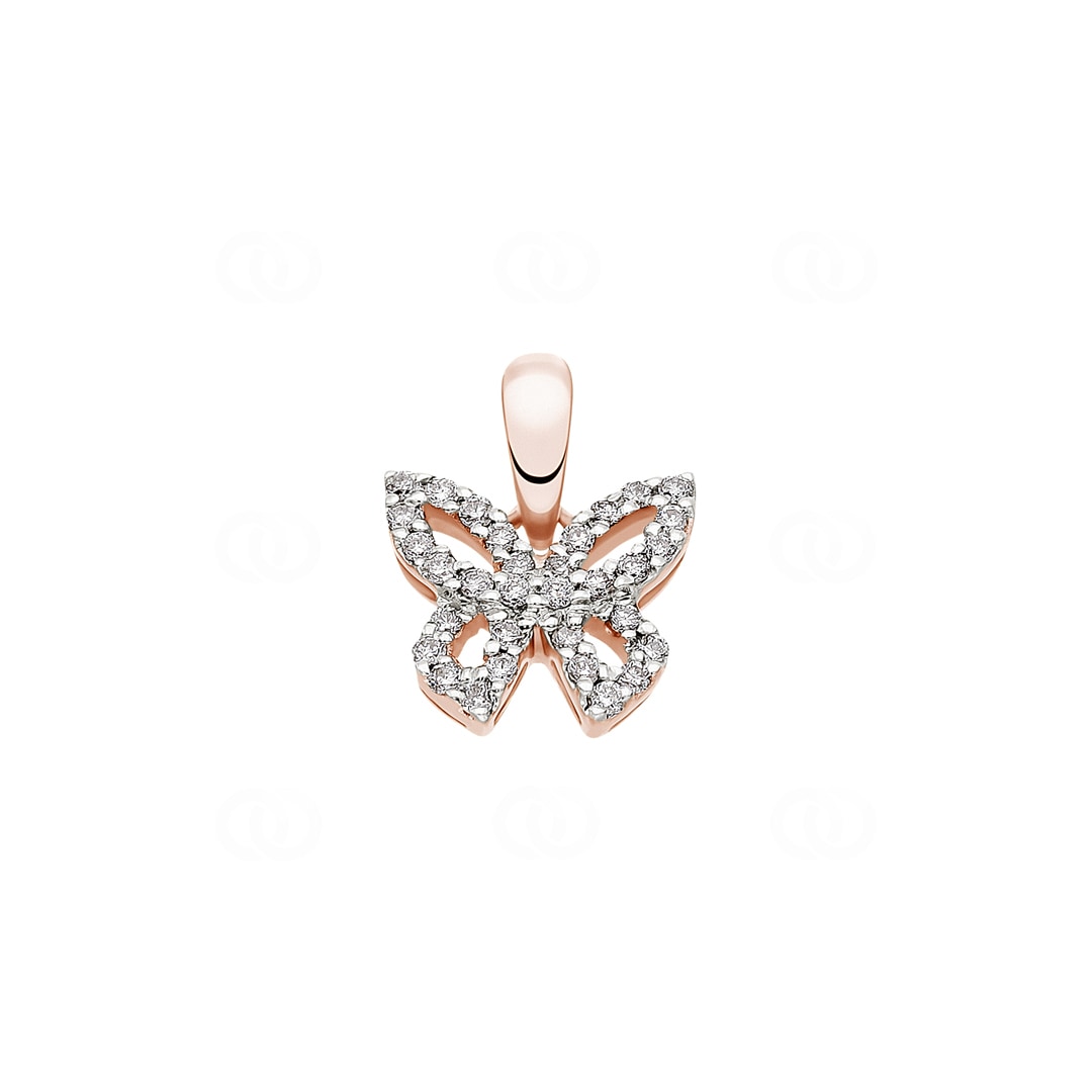 Anhänger 750/18 K Roségold Schmetterling mit Diamanten 0.12 ct H/si