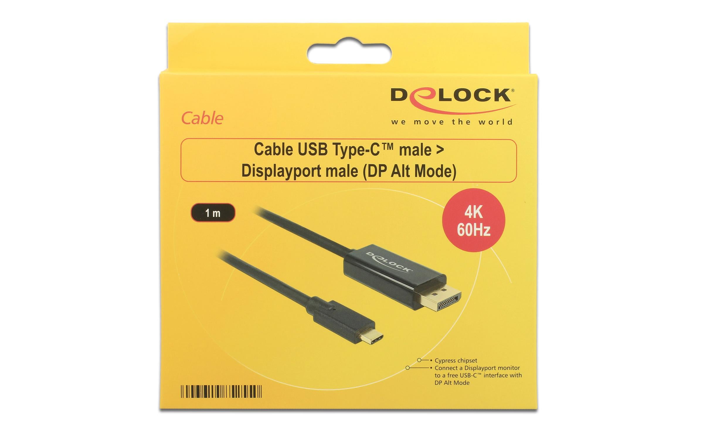Kabel 4K 60Hz USB Type-C - DisplayPort, 1 mUSB-C zu Displayport Kabel
