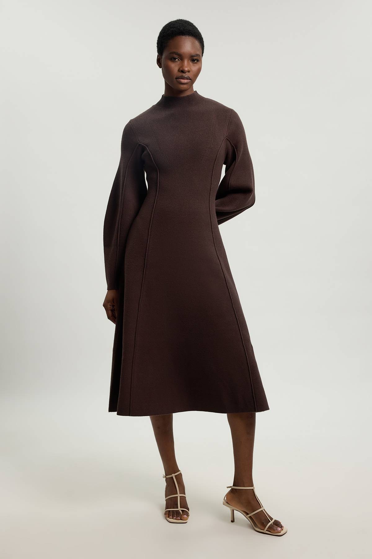 KarenMillen Robe Midi En Maille Col Montant À Manches Arrondies Effet Laine