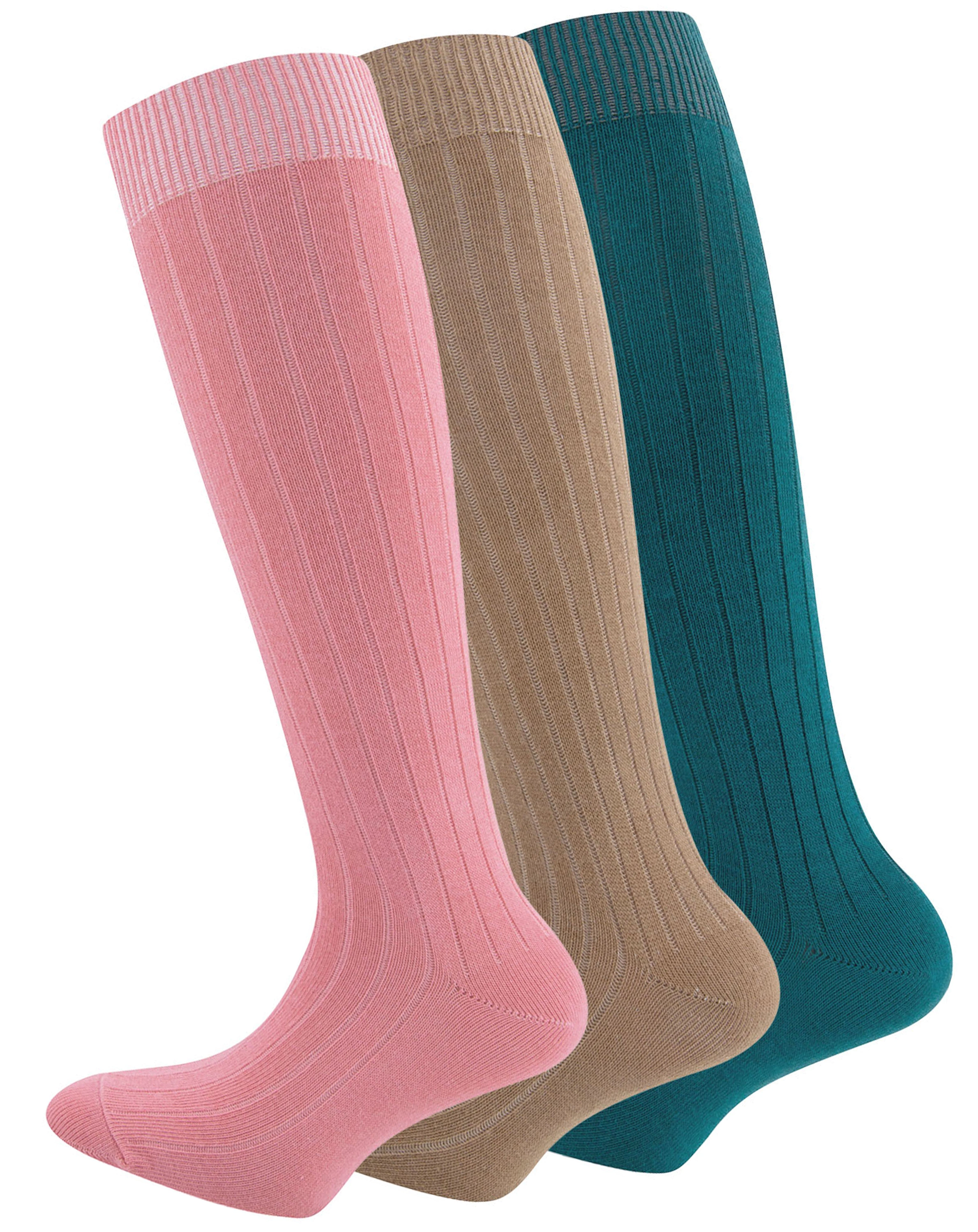 Kniestrumpf RIPPE LAVISH 3er Pack in jade/camel/pfirsich