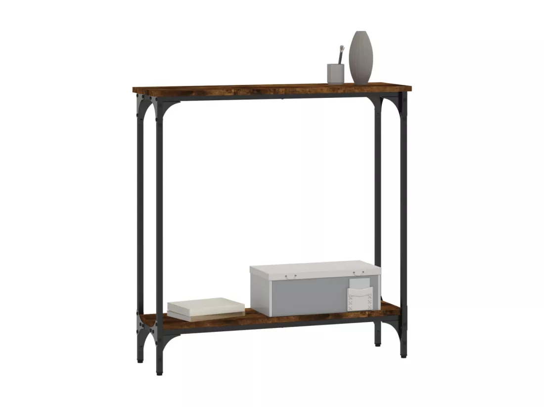Table console chêne fumé 75x22,5x75 cm bois d'ingénierie