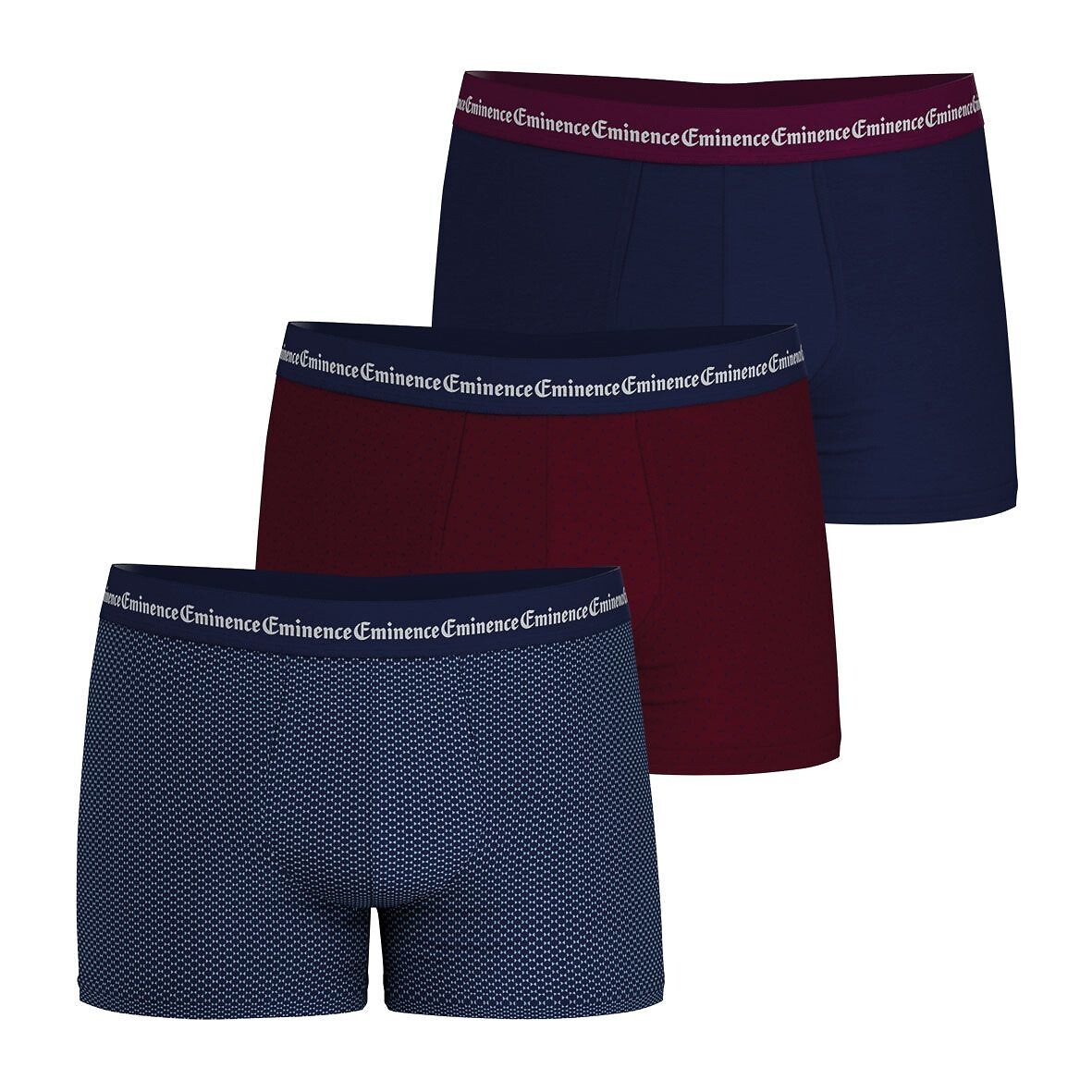 EMINÊNCIA<br>Conjunto de 3 cuecas boxer IMPRESSÃO COMERCIAL
