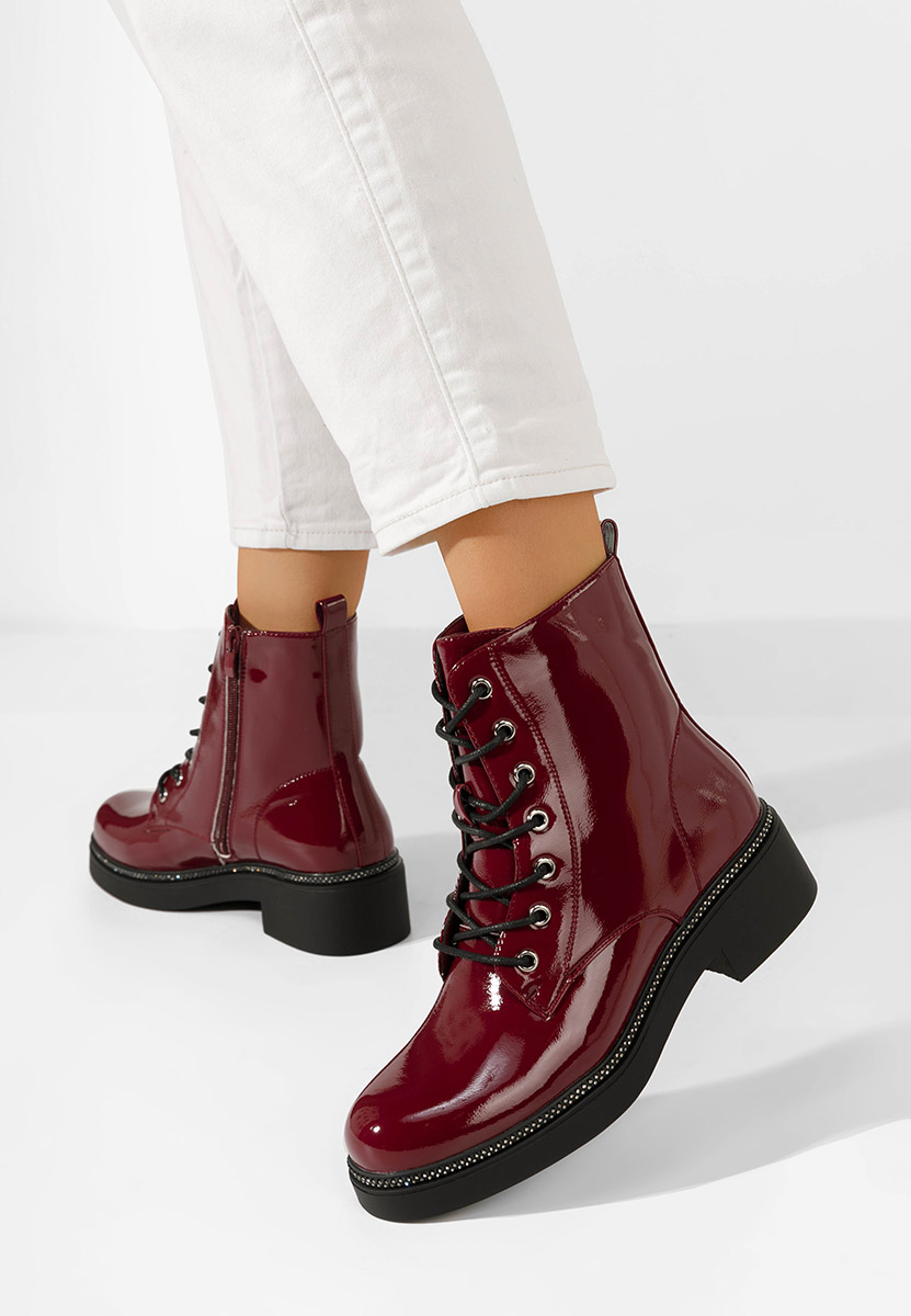 Bottines à lacets rouges Cherise