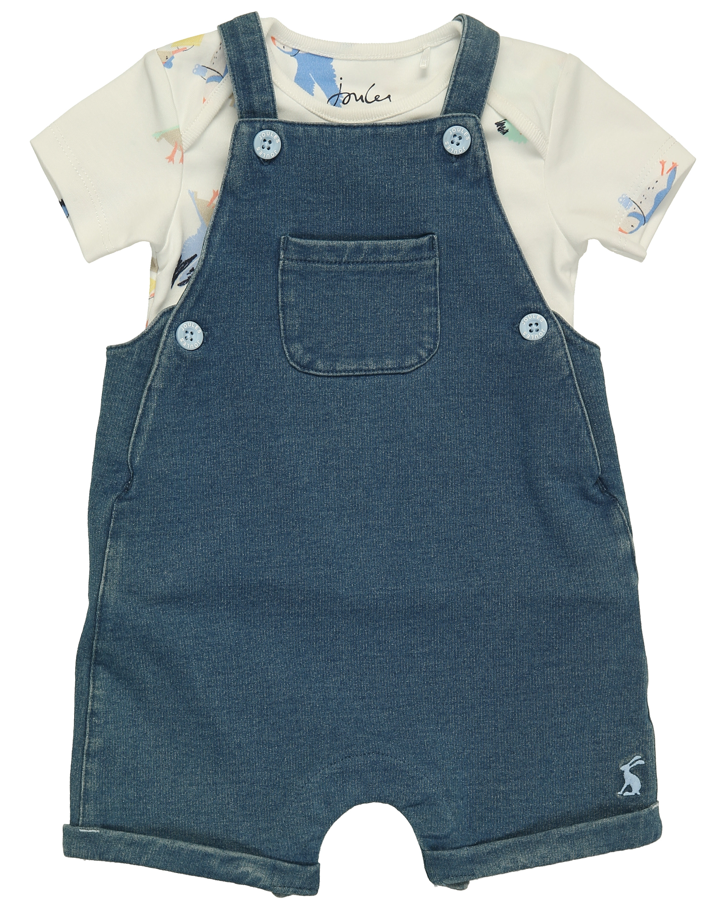 Body DUNCAN mit Latzhose in weiß/blau