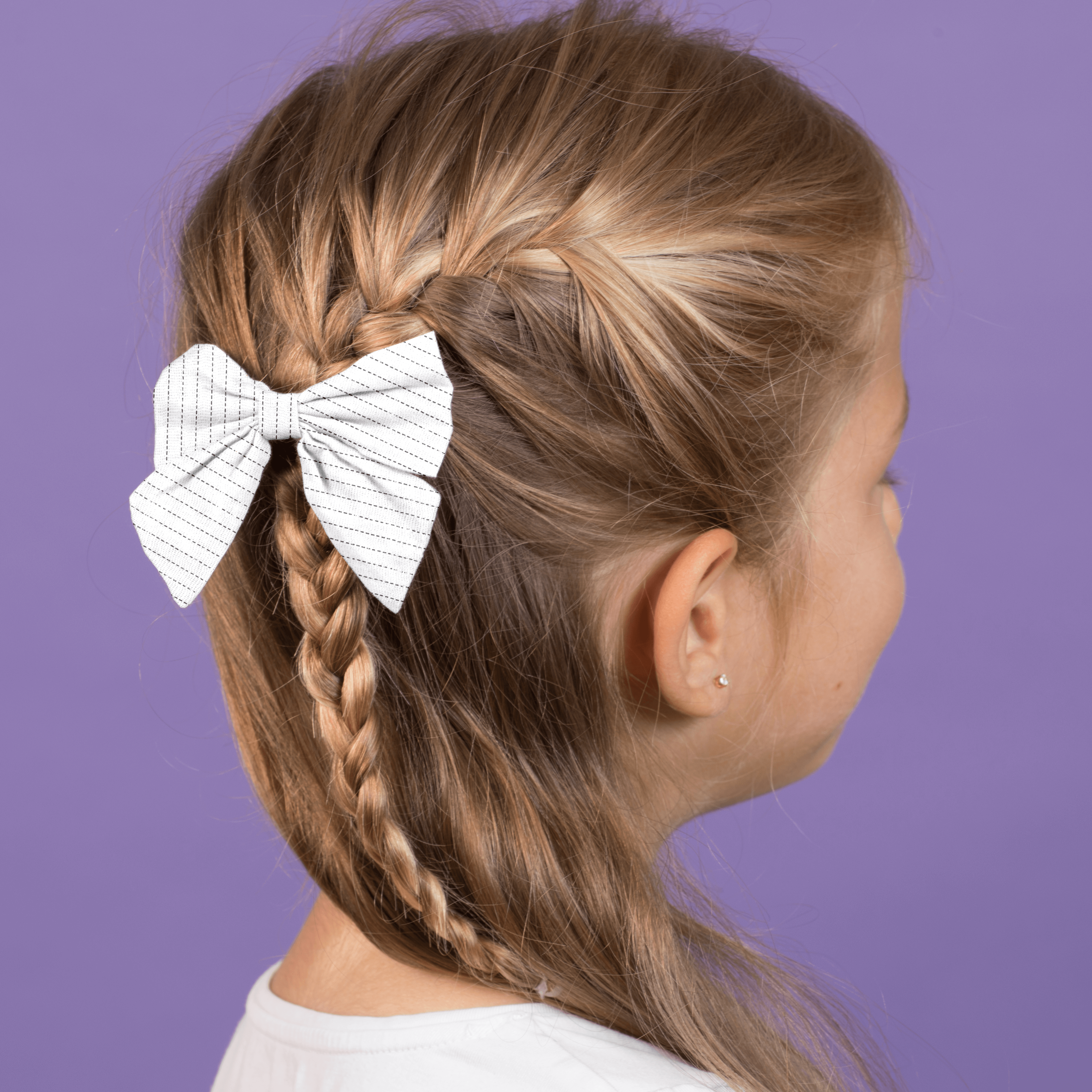 Barrette Noeud Papillon Gaze Lurex Blanc