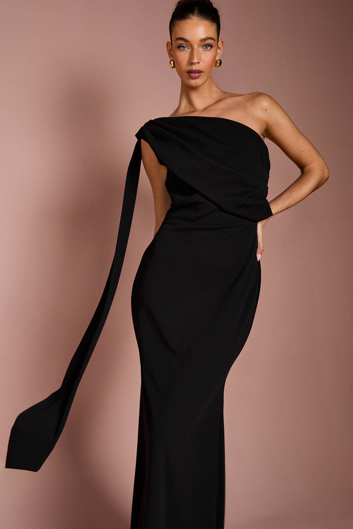 Coast Robe Longue en Crêpe Stretch à Une Épaule
