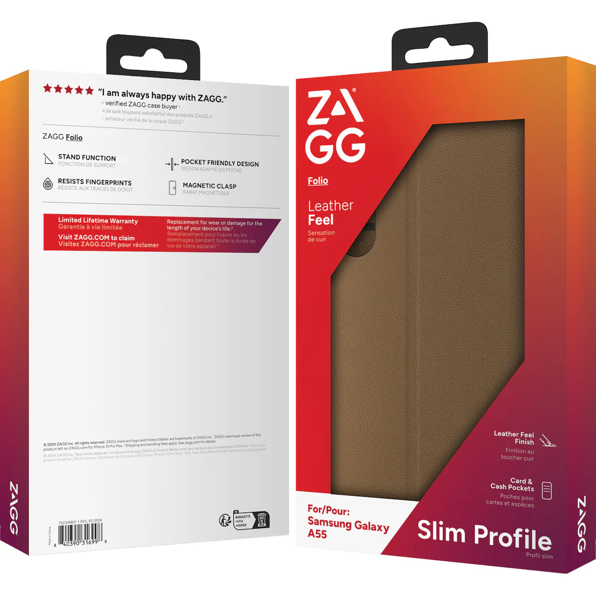 Zagg Samsung Galaxy A55 lommebokdeksel (brun)