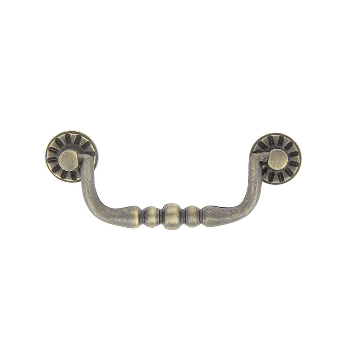 Poignée de meuble nœud Rohan effet laiton satin doré l.122mm x H. 48mm entraxe 96mm