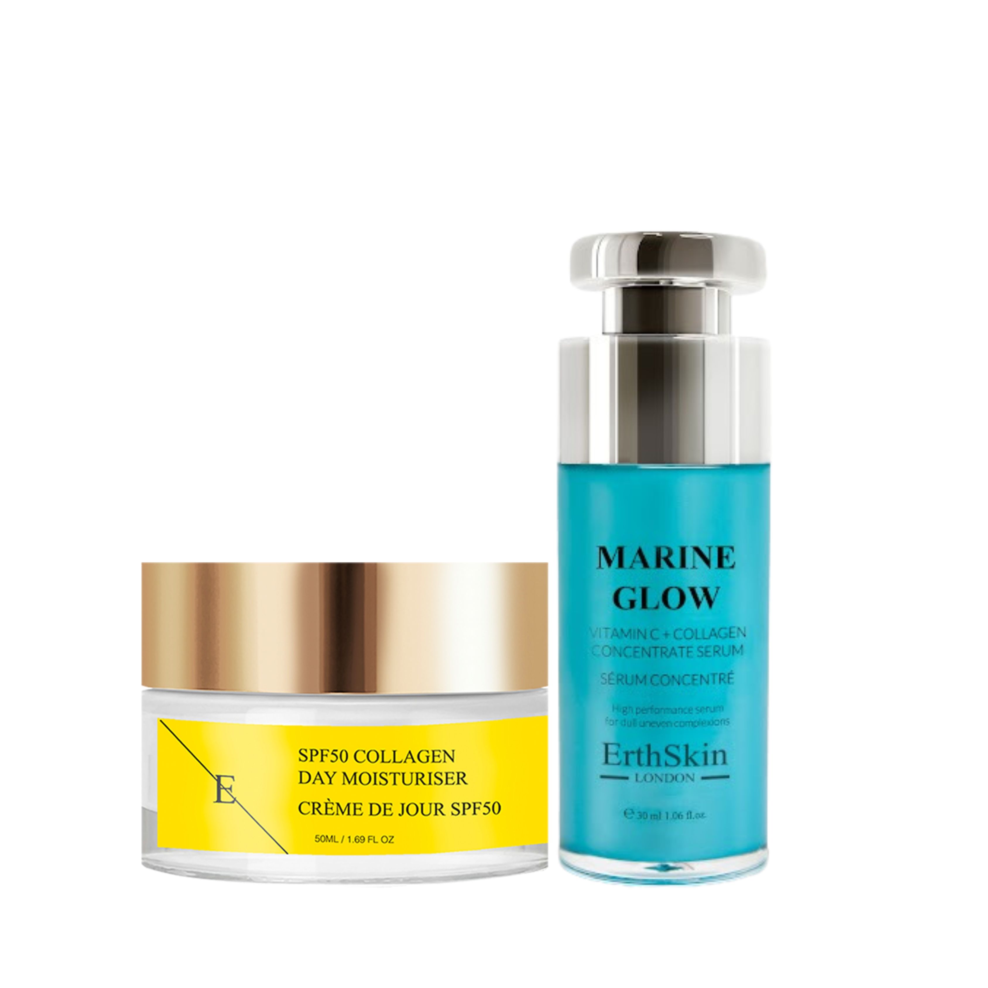 Erth skin london Marine Glow Serum & SPF Tagescreme Set