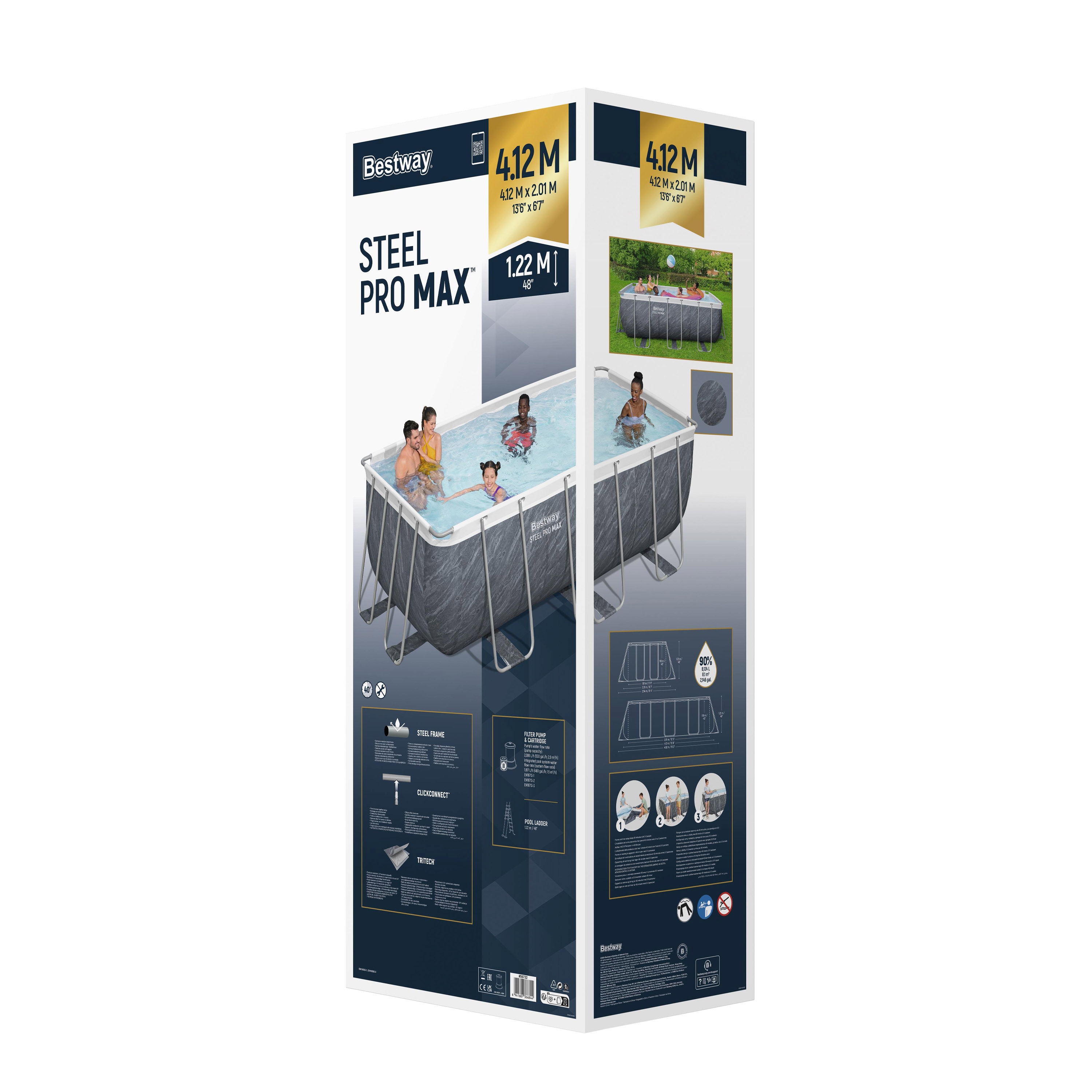 Bestway Pool Set Marmor-Optik 412 x 201 x 122 cm