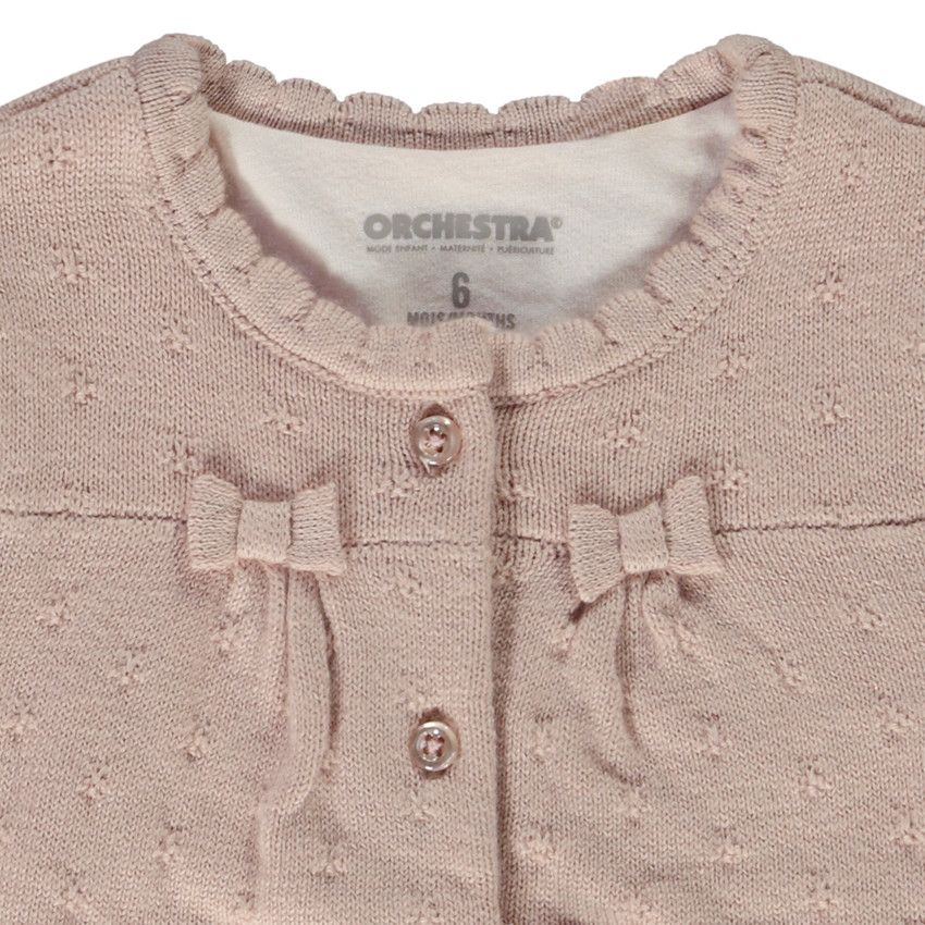Gilet en tricot fantaisie avec nœuds pour bébé fille - Multicolore