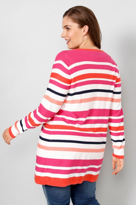 Strickjacke, offene Form, Ringel, Langarm