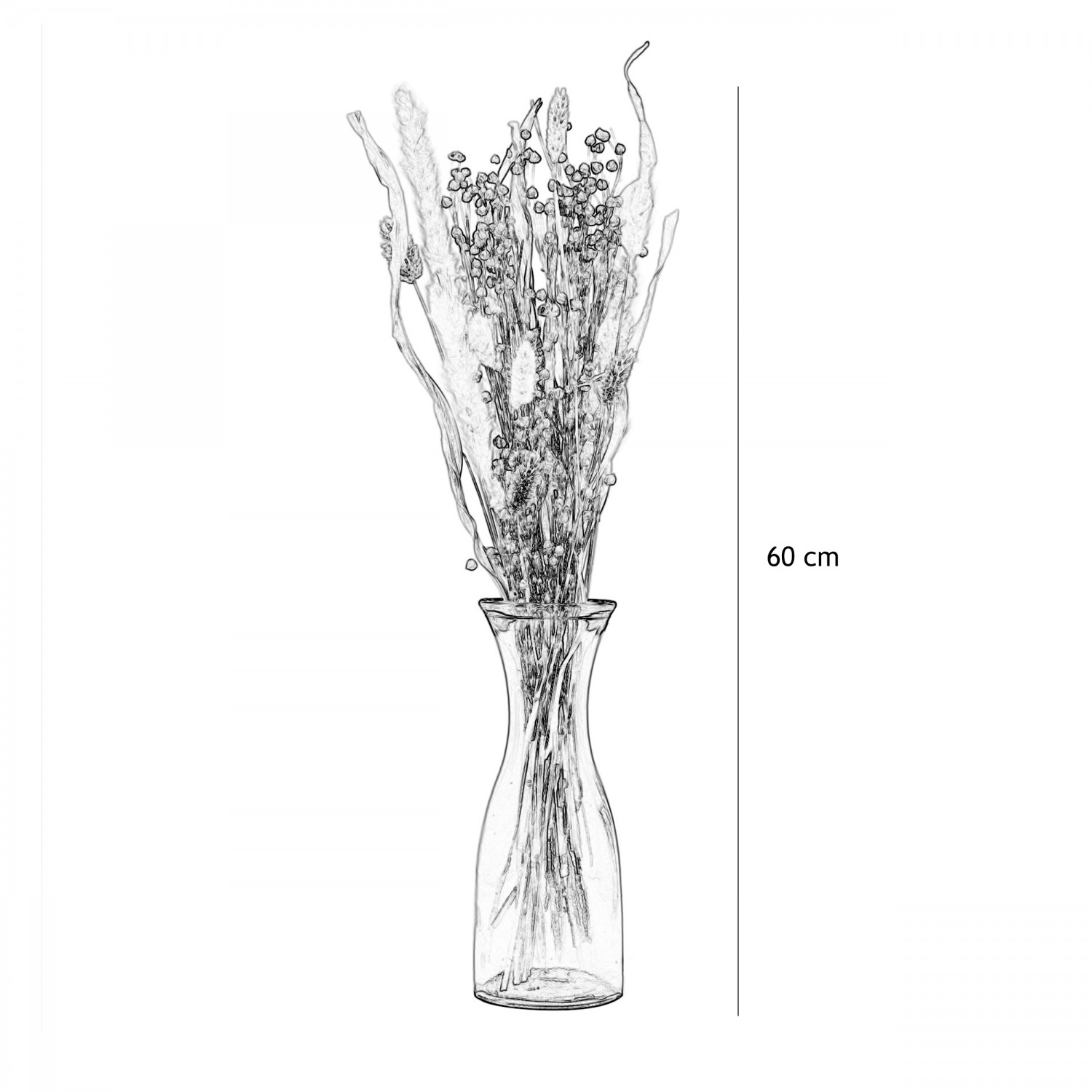 Bouquet fleur séchée naturelle crème 60cm