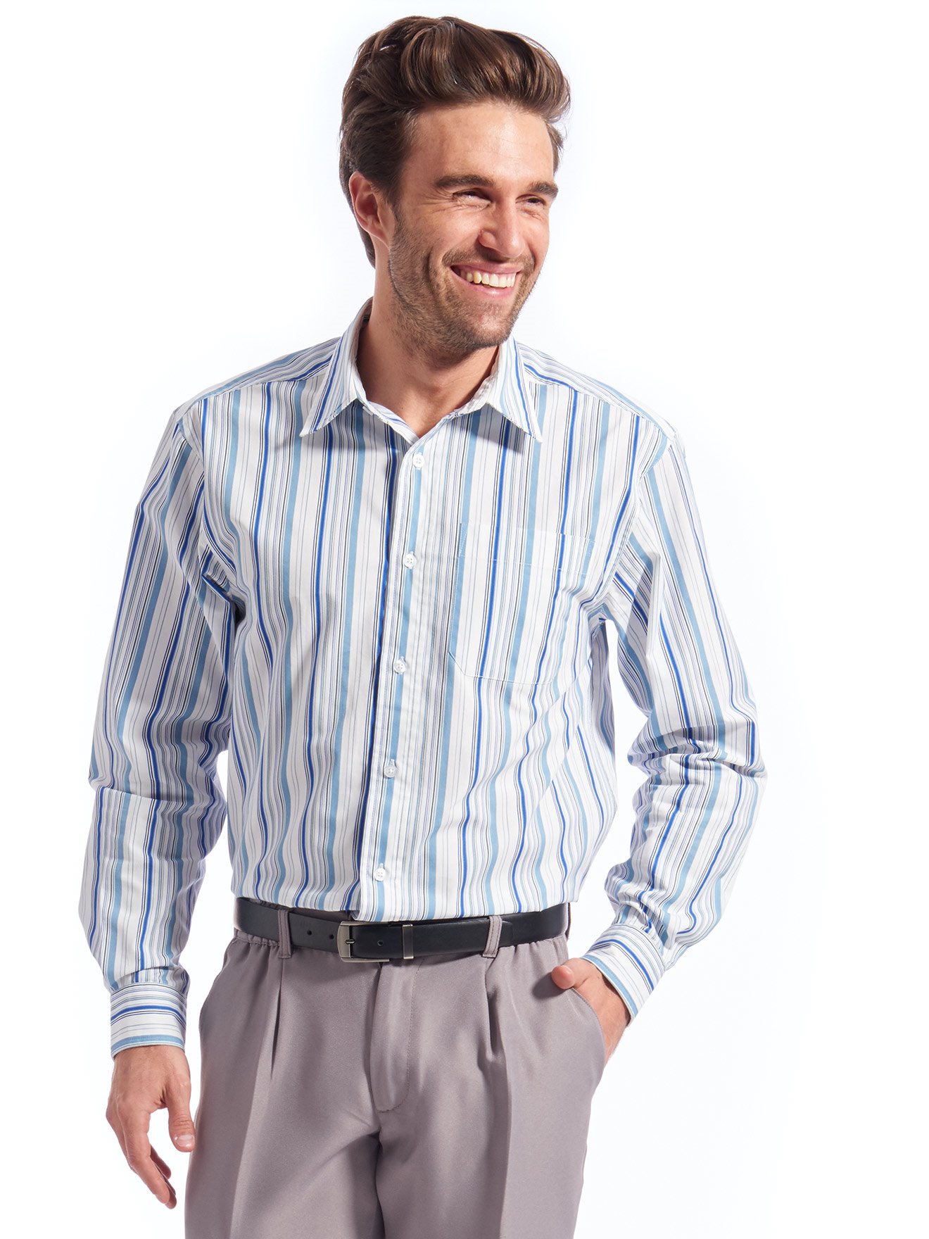 Chemise en pur coton tissé teint