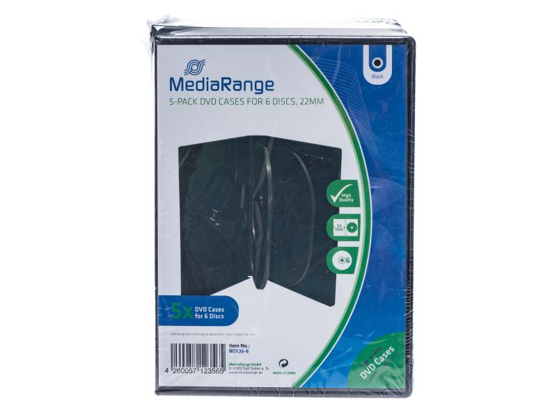 MediaRange Hülle DVD 6 Disc DVD-Ersatzhüllen: 6er-DVD-Box, 5 Stück, schwarz