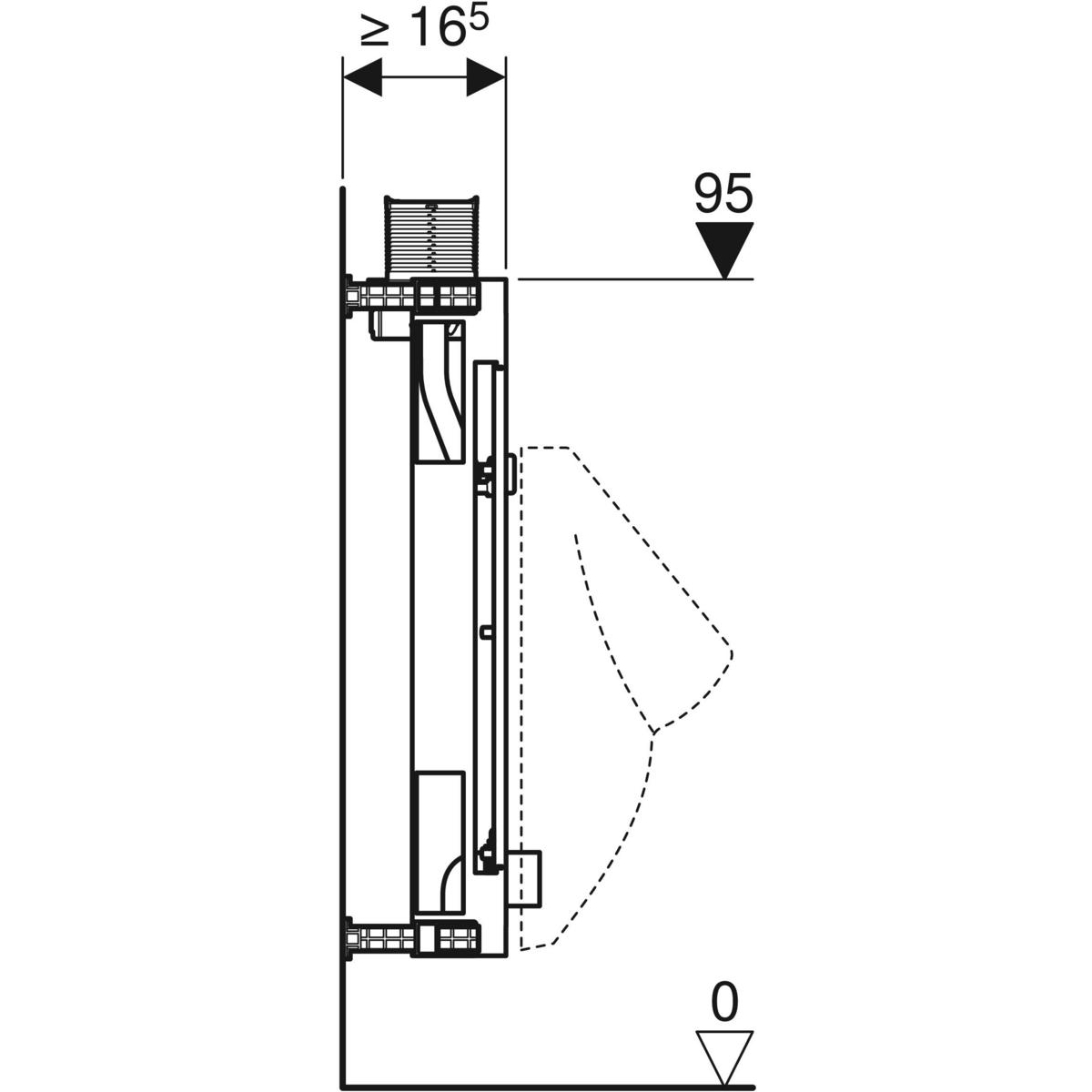 Geberit Kombifix urinoir element m. planchet bediening H98cm