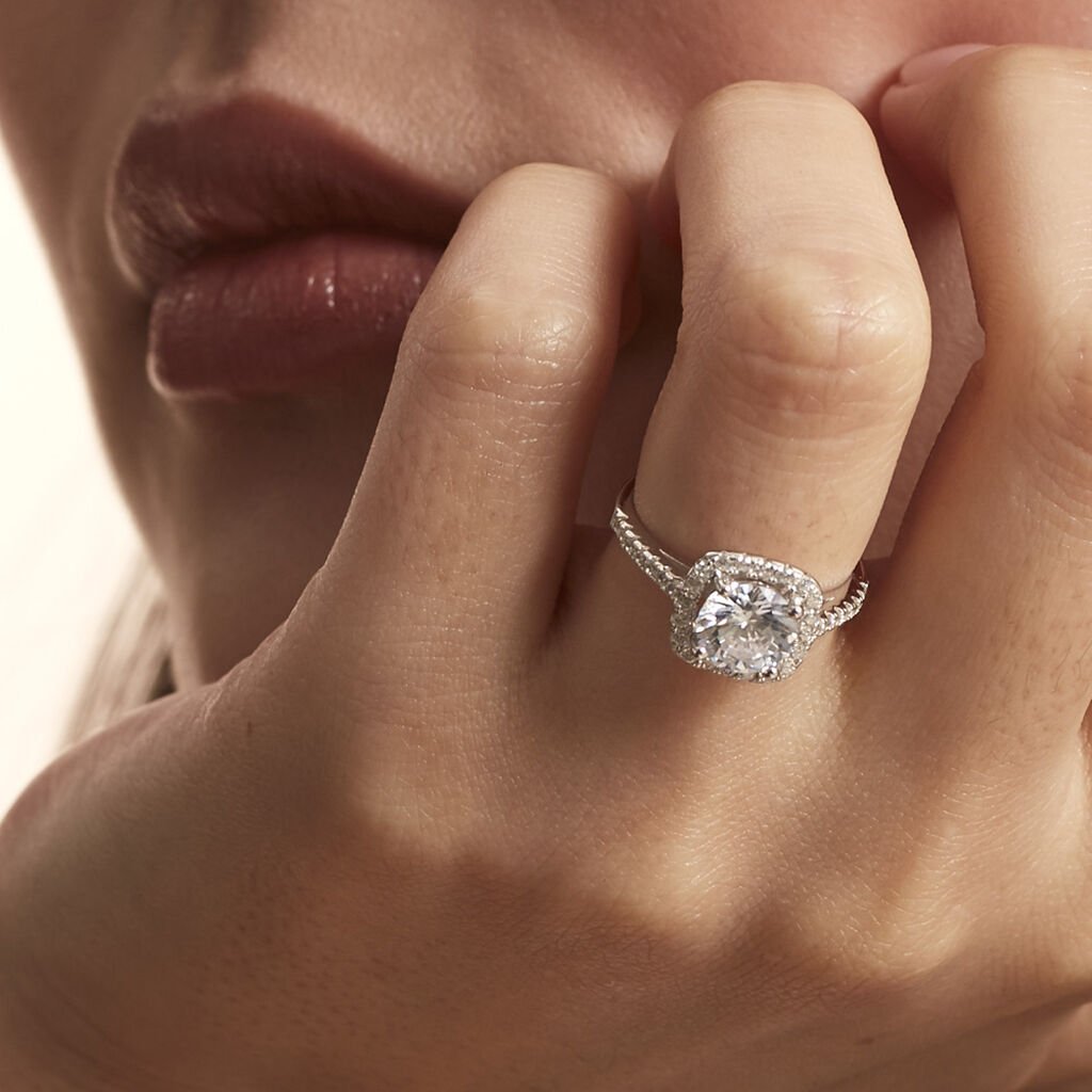 Bague Solitaire Soa Argent Blanc Oxyde De Zirconium