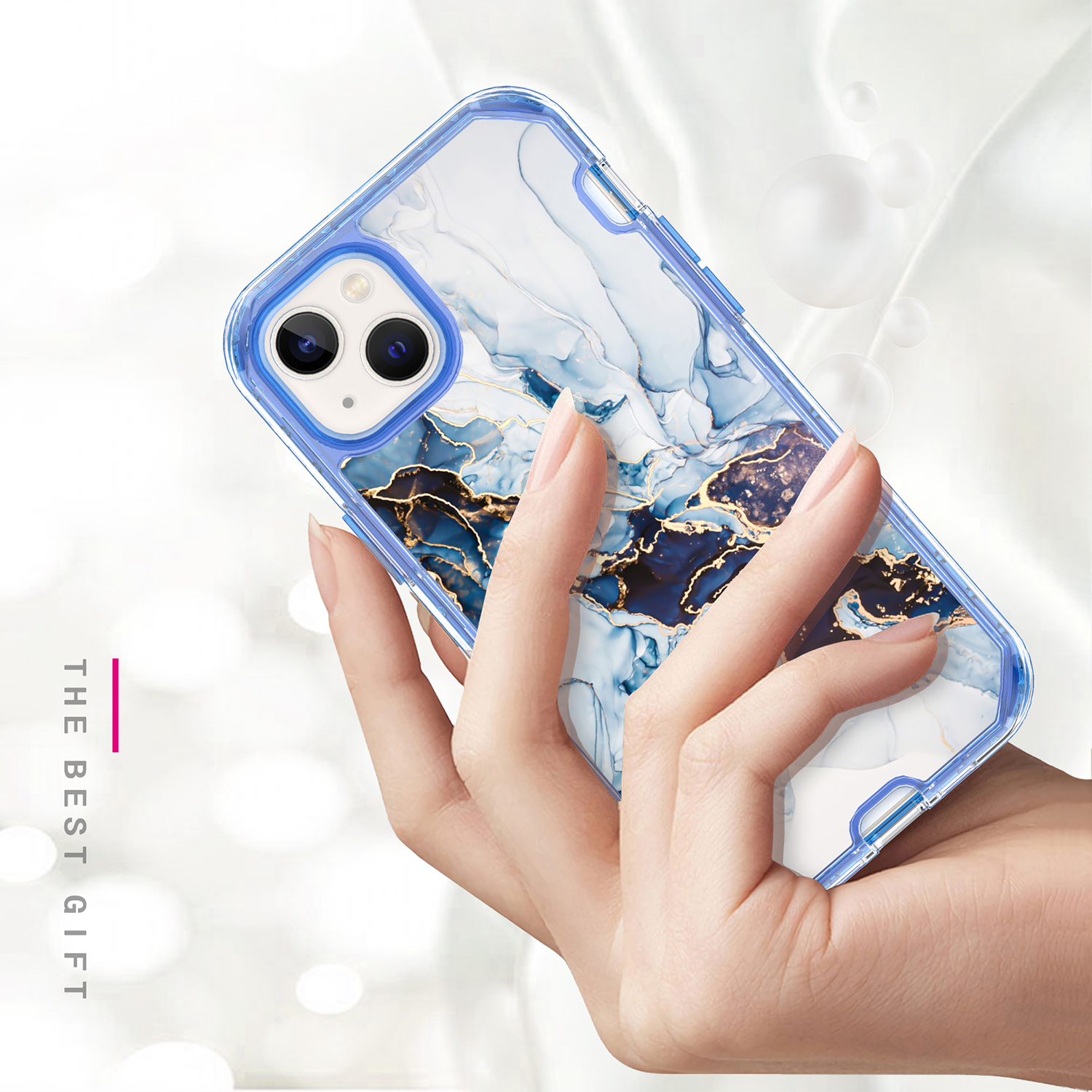 iPhone SE (2022/2020) / 8 / 7 Hybrid Hülle TPU Bumper mit Acryl Rückseite im Marble Marmor Design - Style 3