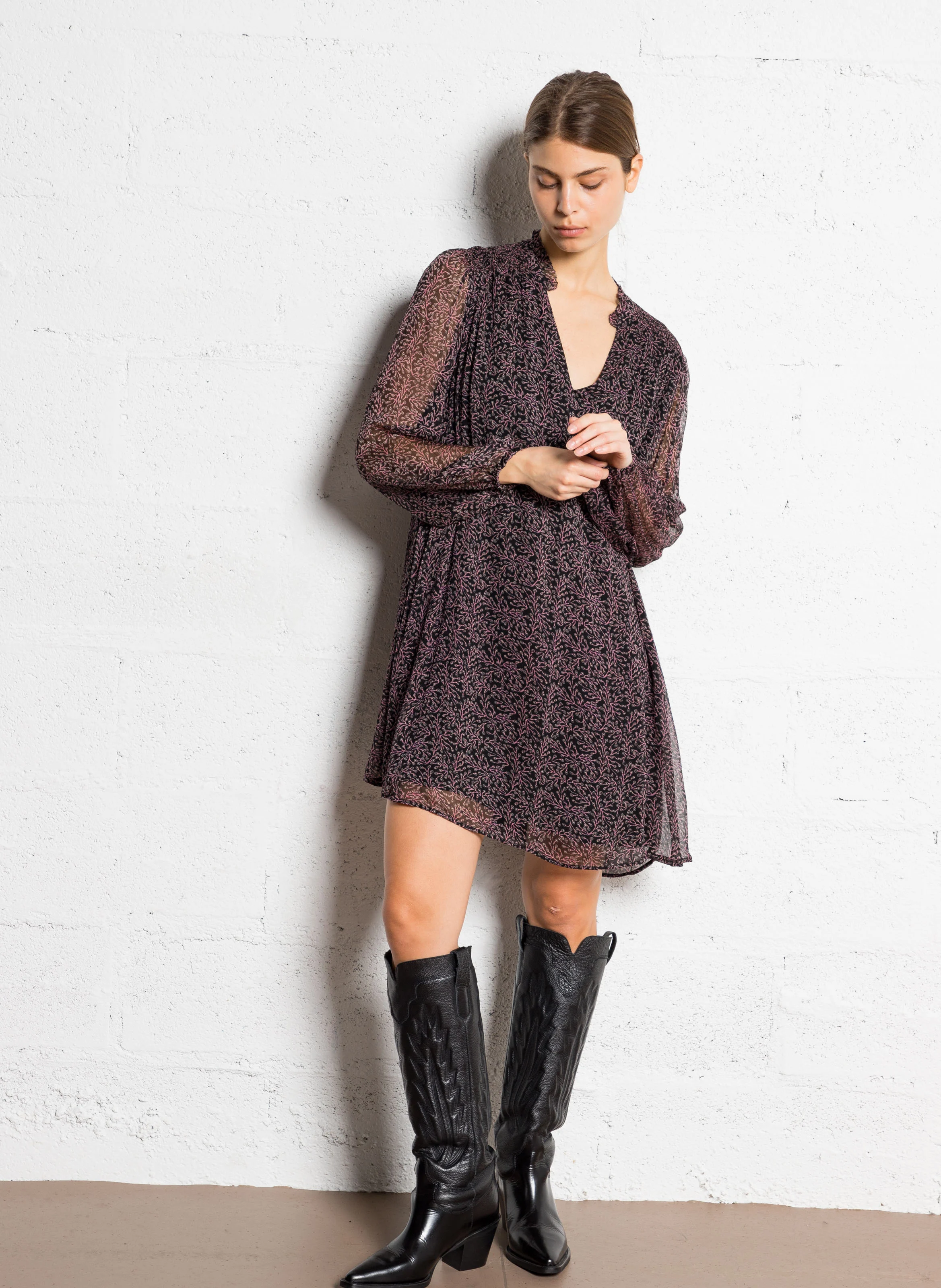 MYLENE - Robe ample fleurie| Rouge