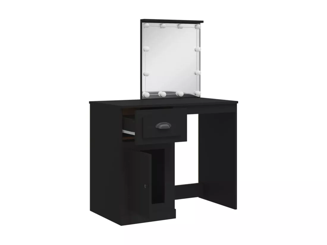 Coiffeuse avec lumières LED noir 90x42x132,5cm
