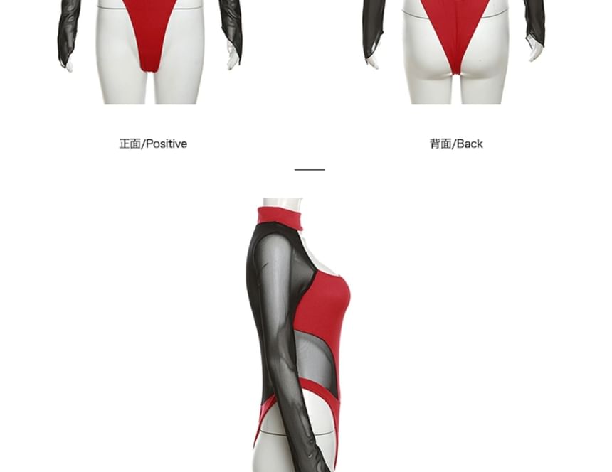 Bababy - Bodytop met lange mouwen en nephals, mesh paneel en uitsparingen