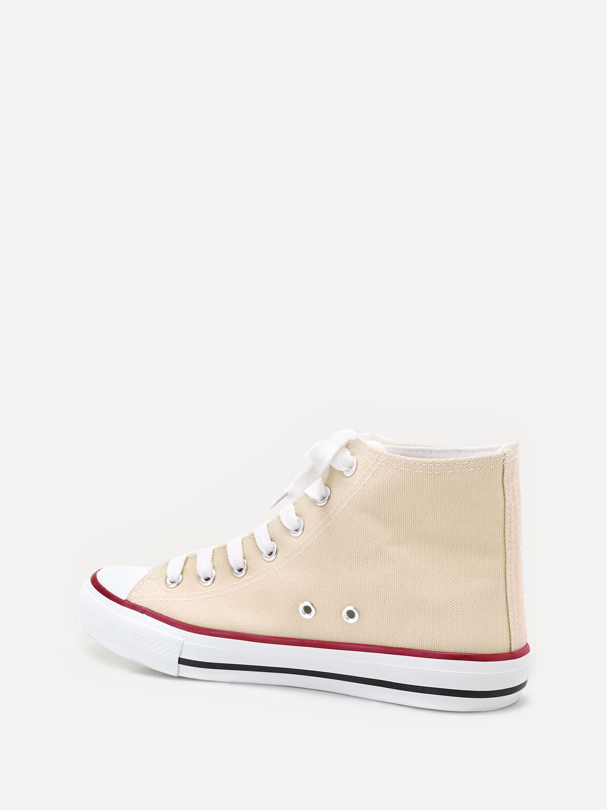 Tennis en toile à lacets- beige_rouge
