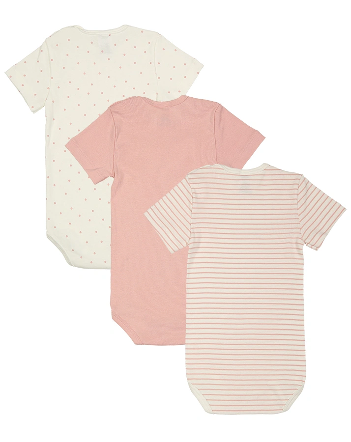 Kurzarm-Body NEW BASICS 3er-Pack in weiß/mauve