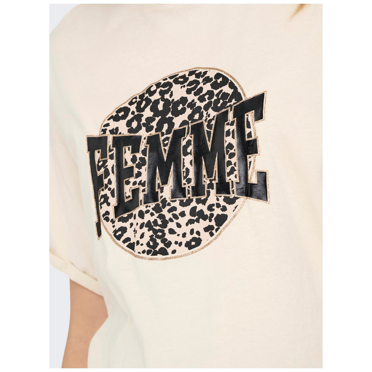 ONLY zwangerschaps T-shirt korte mouwen printopdruk beige