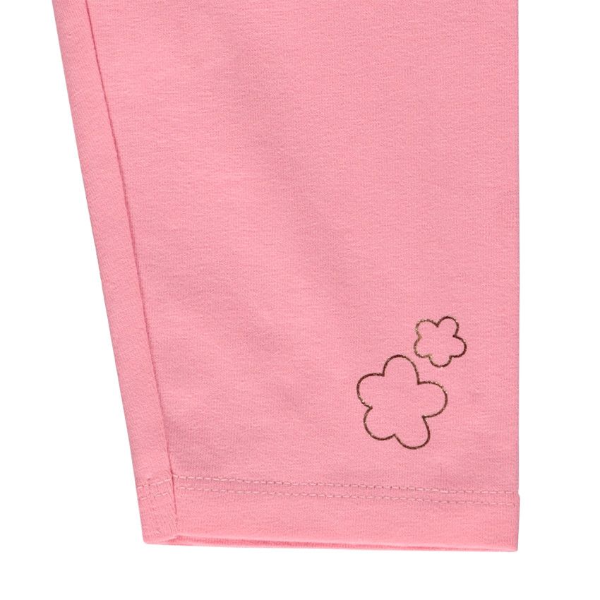 Lot de 2 corsaires unis avec print glitter fleurs pour bébé fille - Rose