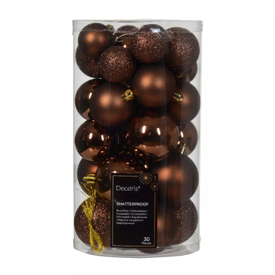 Lot de 30 boules de Noël Alpine assorties Brun café