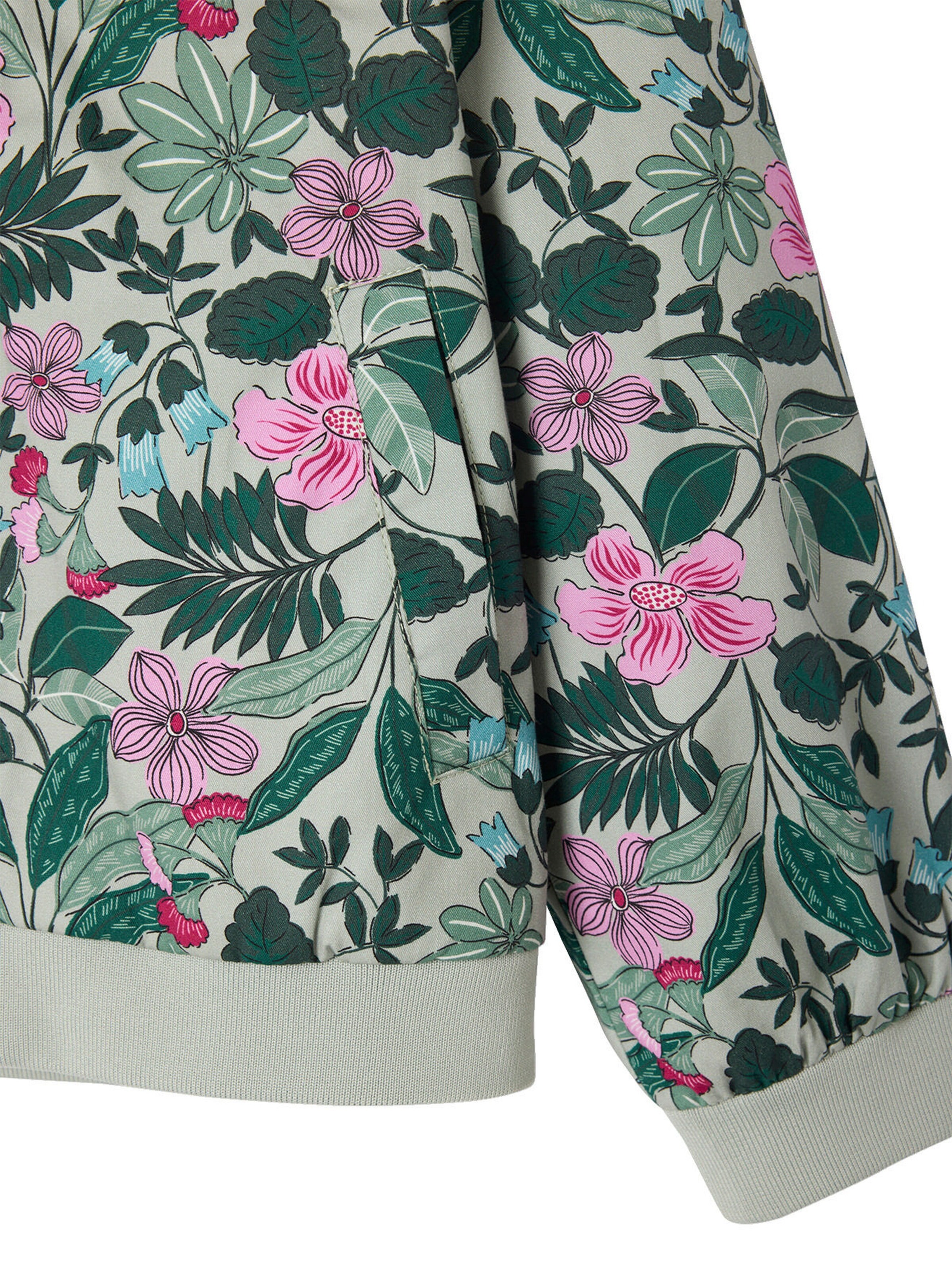 Vertbaudet Mädchen Bomberjacke mit Blumenprint salbeigrün