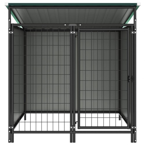 Canil verde com porta articulada