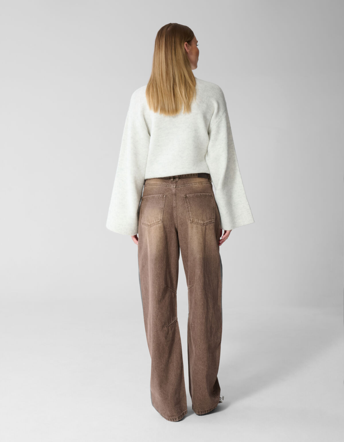 Asymmetric Barrel Fit Jeans Washed Bruin
