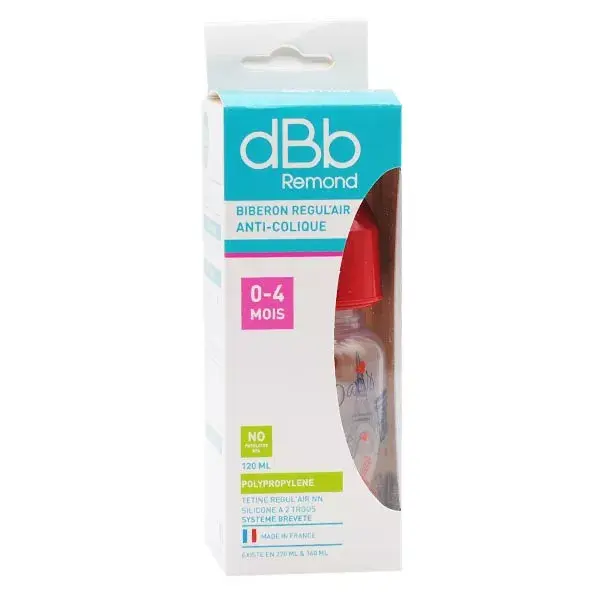 Mamadeira anticólica dBb Remond Regul'Air, vermelha, Paris, 0-4 meses, 120ml