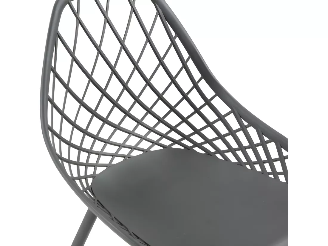 Lot de 2 chaises de jardin en polypropylène avec pieds en métal - Anthracite - MALAGA de MYLIA