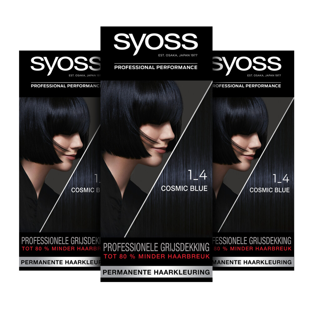 3x Syoss Baseline Haarverf 1-4 Blue Black