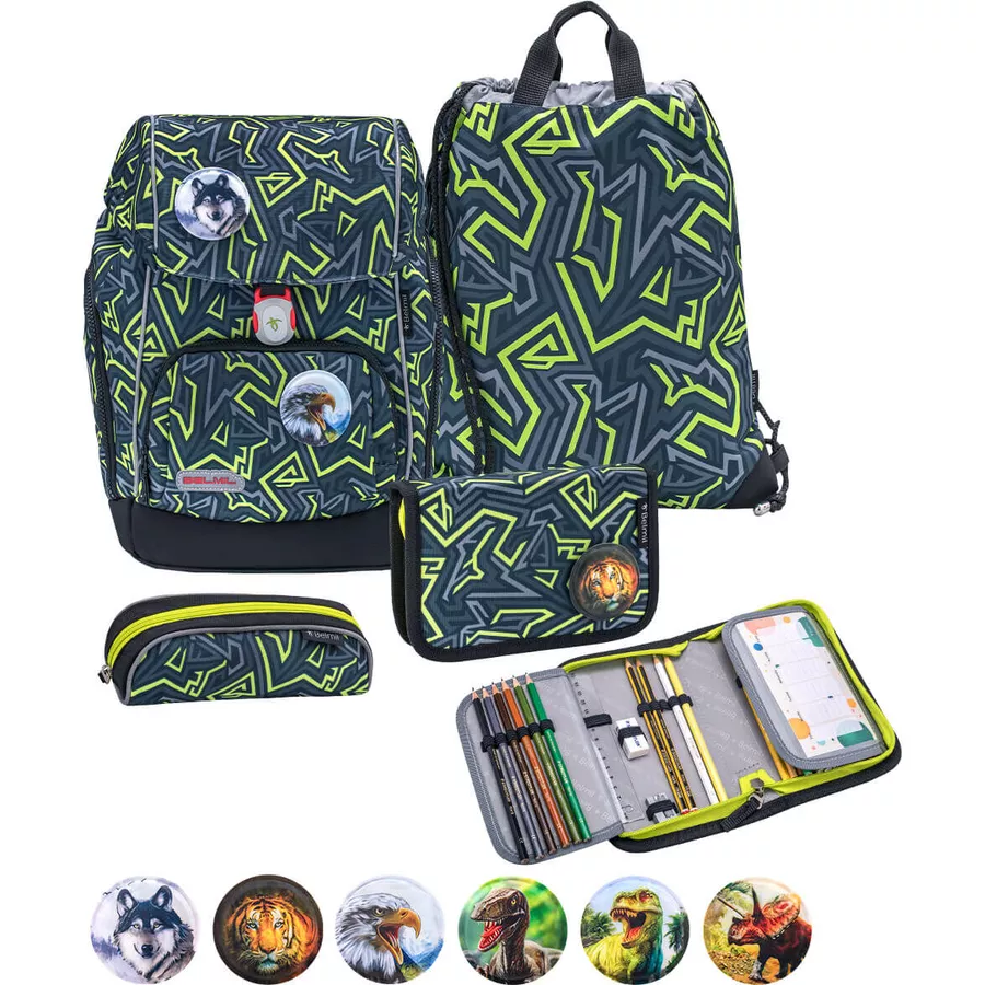 Belmil Schulranzen Premium Comfy Plus Set 5-teilig Iguana