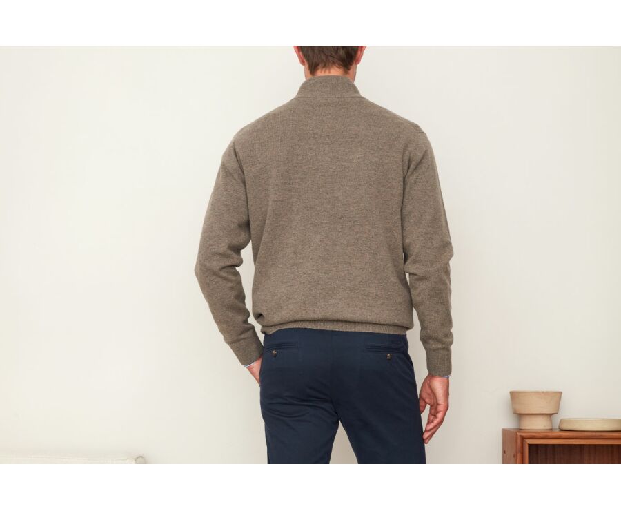 Pull col montant homme laine Gris Taupe Chiné - KEITHAN