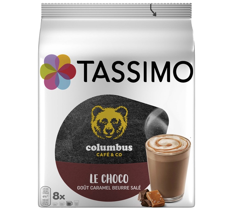 8 dosettes Columbus Chocolat Caramel au beurre salé - TASSIMO