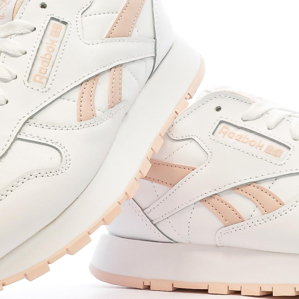 Reebok Baskets Blanches/Roses Femme Reebok Classic Leather