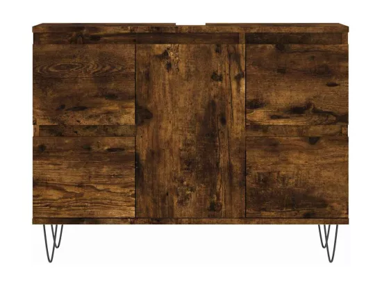 Armoire salle de bain chêne fumé 80x33x60cm bois d'ingénierie