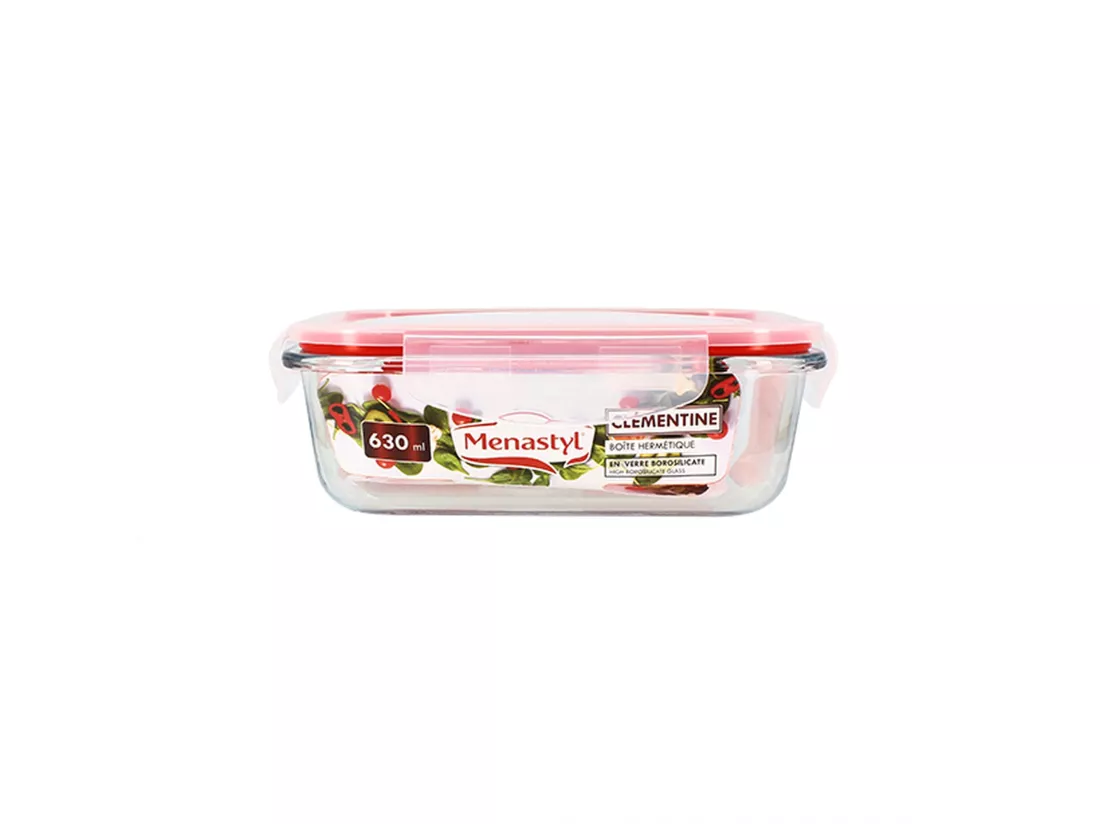 Menastyl - Lot 6 Boites Hermetiques Rectangulaire Clementine 630ml En Verre