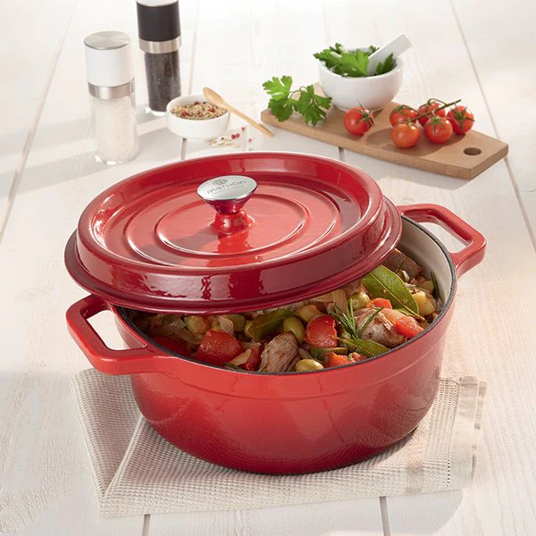 Cocotte en fonte ronde 28 cm 5,6 L rouge Mathon