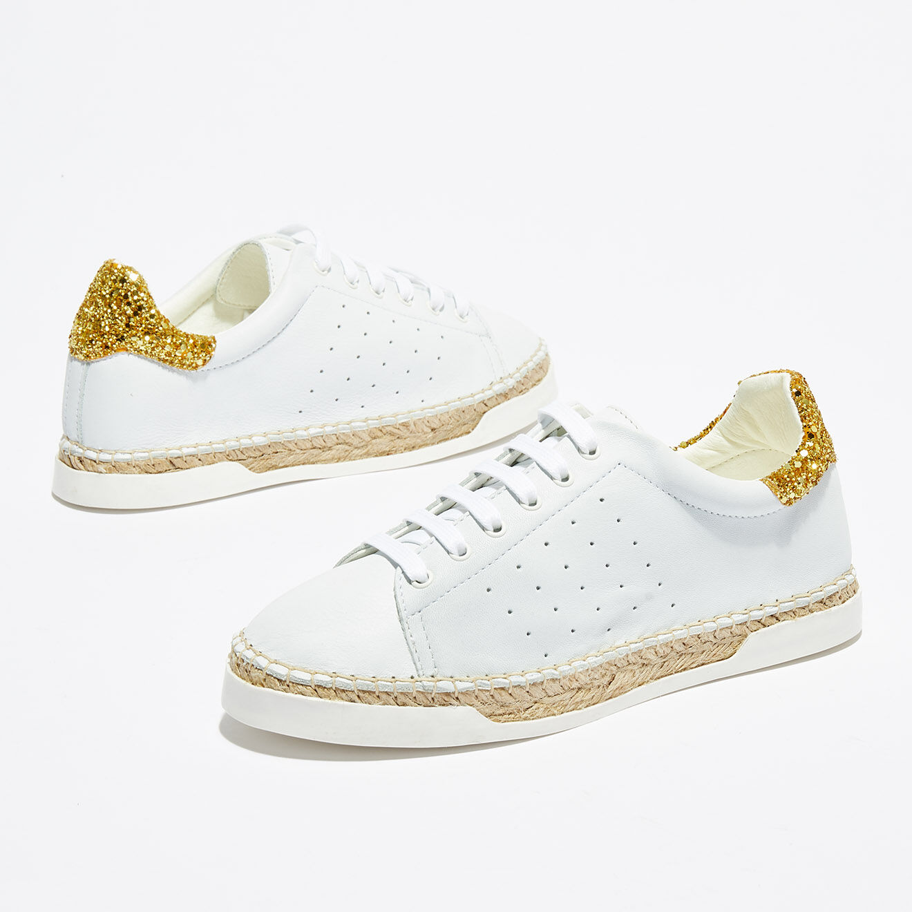 Canal Saint Martin Baskets espadrilles en Cuir Lancry Glitter blanc/doré