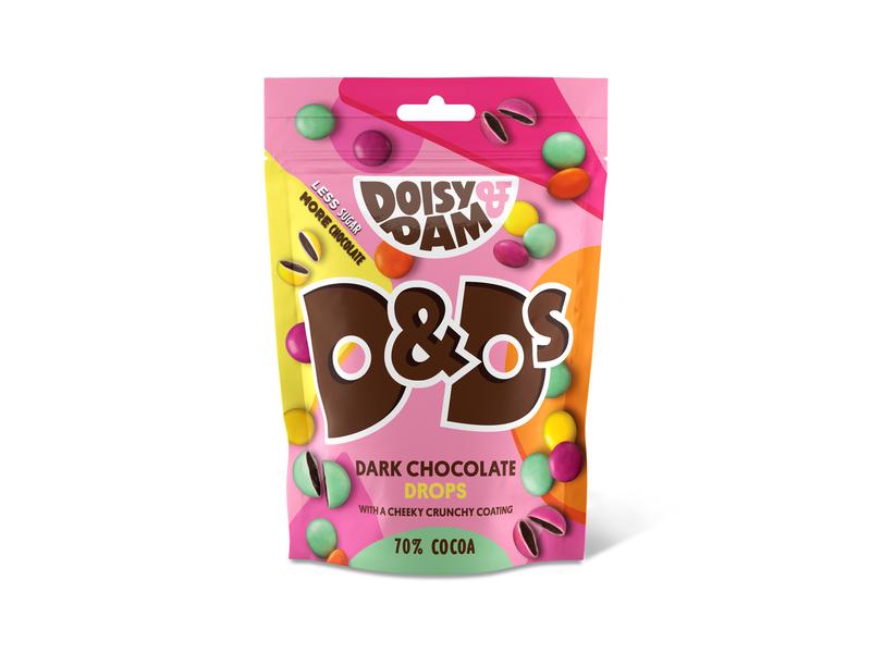 Doisy & Dam Schokolade D&Ds 80 g Dunkle Schokoladendrops mit Zuckerüberzug