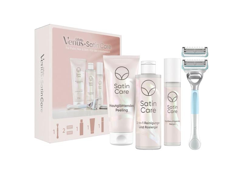 Gillette Venus Rasierset für den Intimbereich 4-teilig Rasur und Pflege aus der Satin Care Intim-Reihe