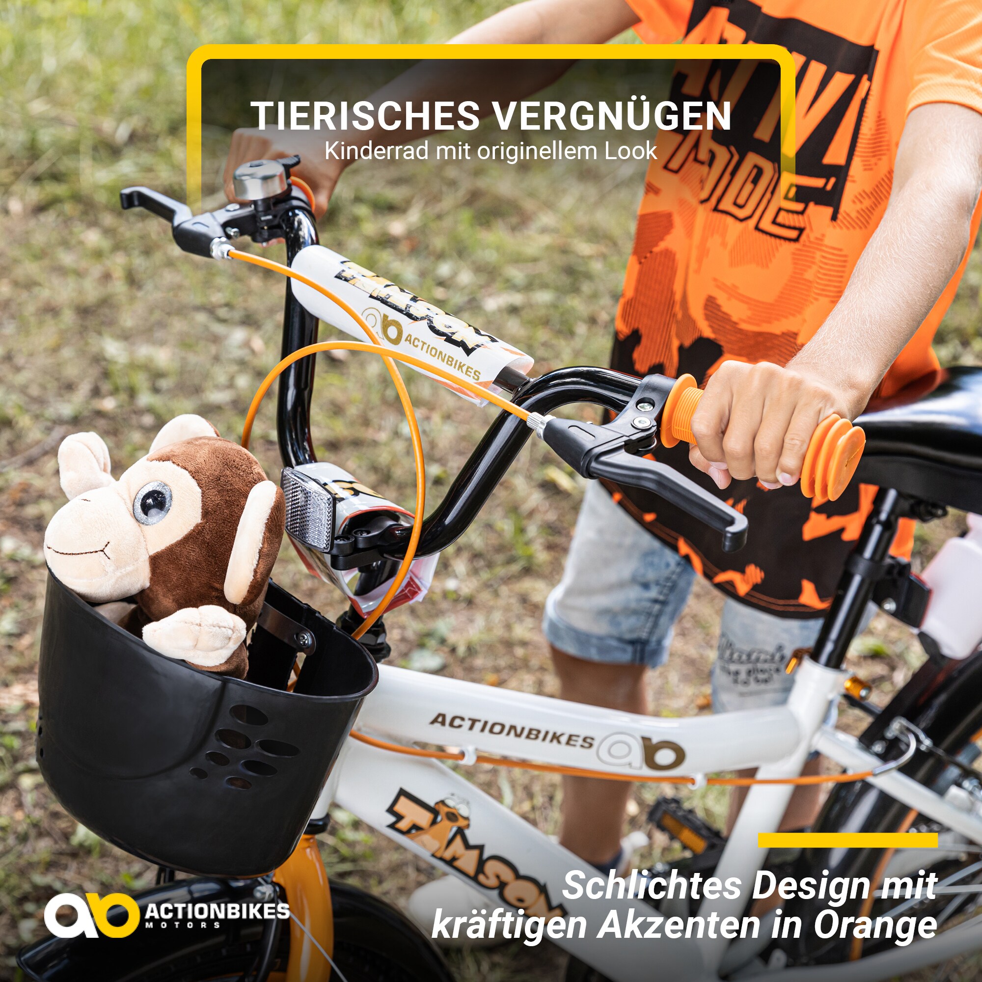 Actionbikes Kinderfahrrad Timson 20 Zoll, V-Brake-Bremsen, höhenverstellbar, Fahrradständer, Korb