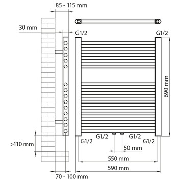 Haceka designradiator Gobi grijs structuur 368 Watt 69x59 cm